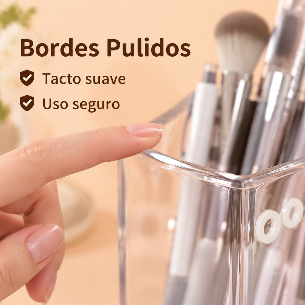 Organizador multifuncional de escritorio acrílico transparente para brochas y útiles