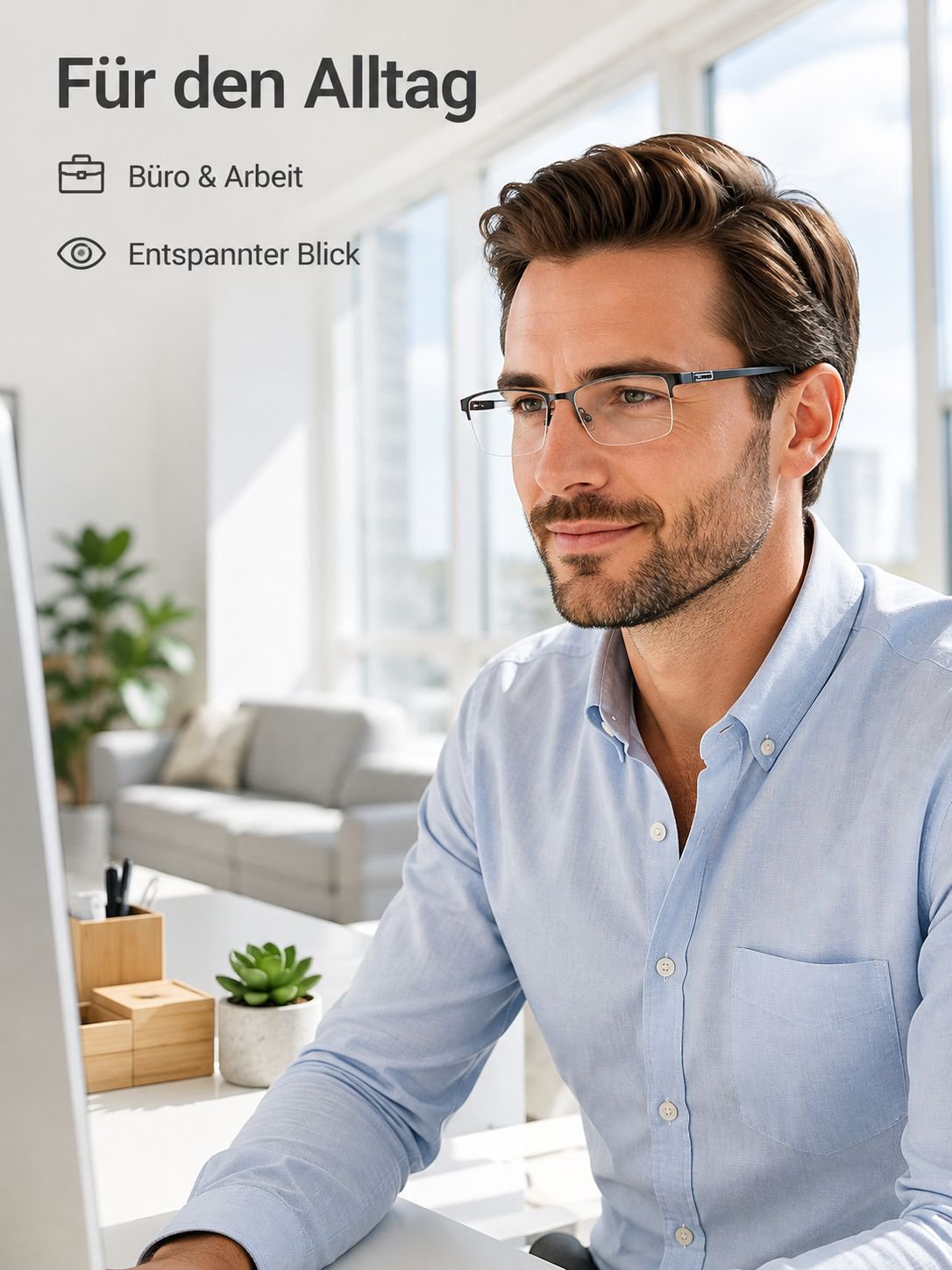 Ultraleichte halbrandige Blaulichtfilter-Brille für Kurzsichtige