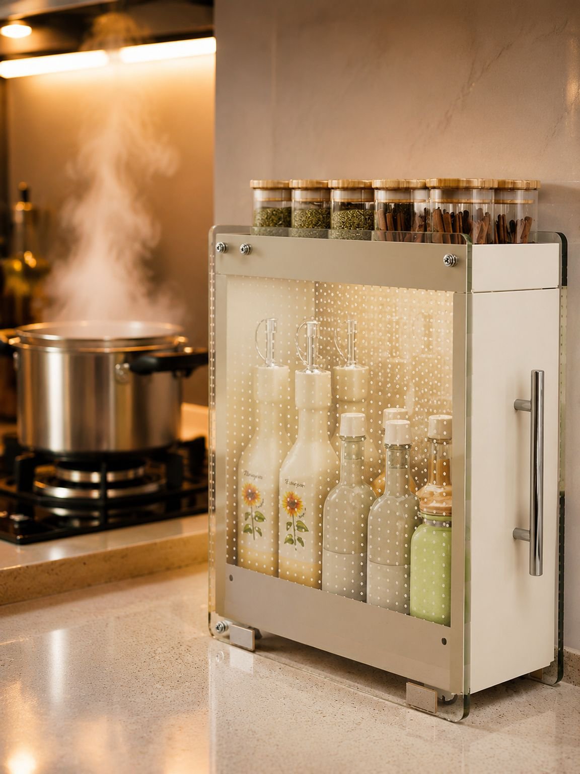 Estante de almacenamiento de especias extraíble para cocina, estante de almacenamiento de pared para