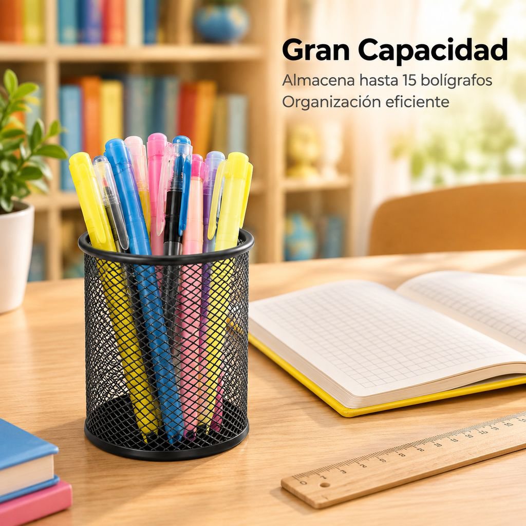 Organizador Redondo de Metal para Escritorio Escolar