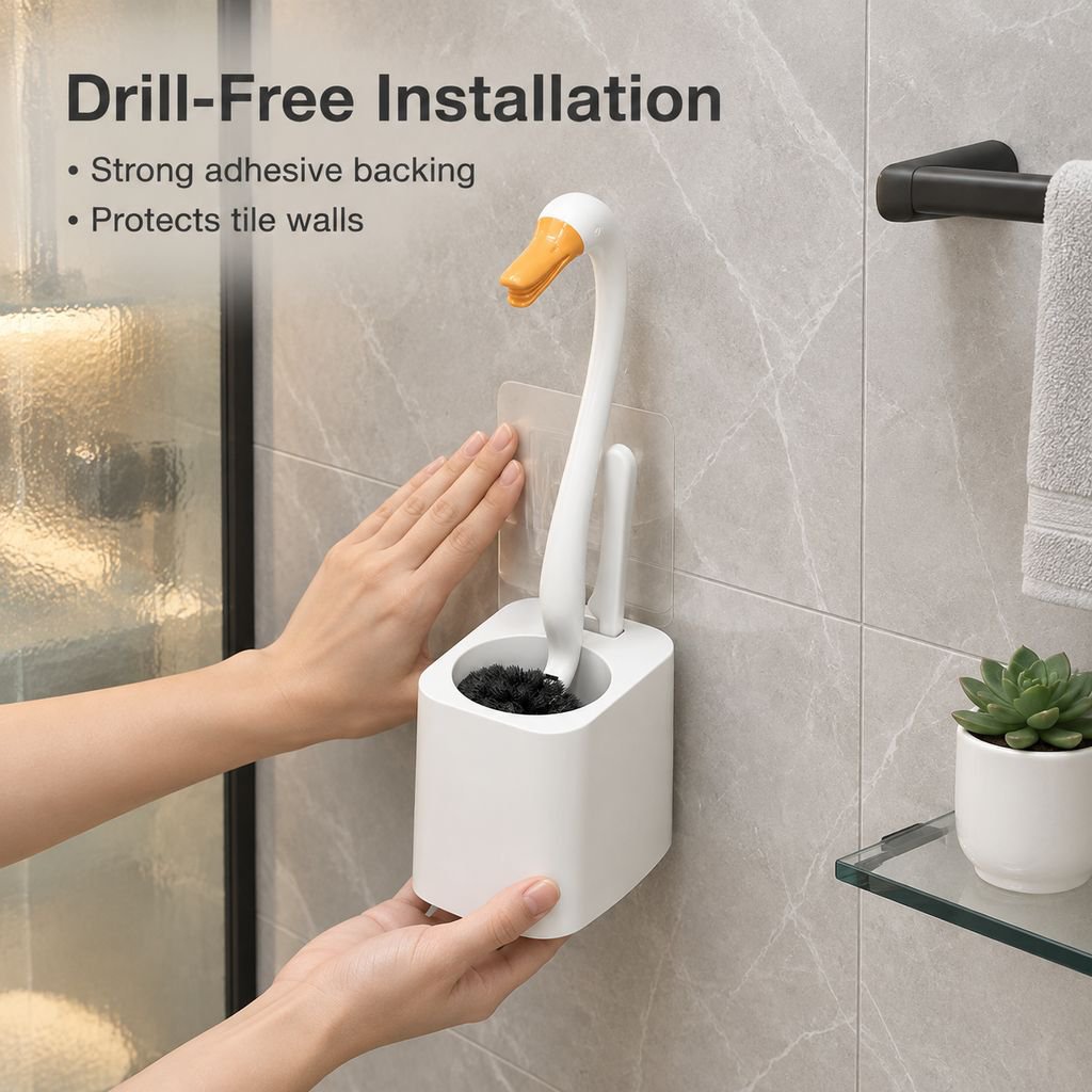 Swan 2-in-1 Wall-Mounted Toilet Brush Household Bathroom Cleaning Brush