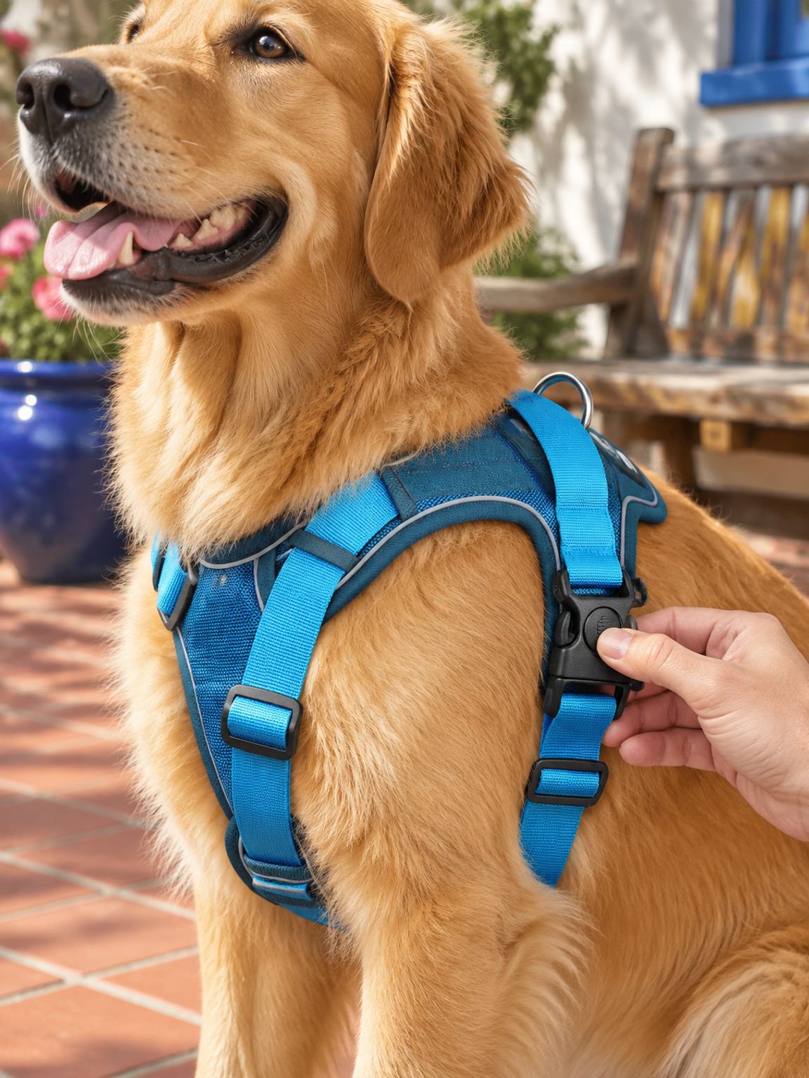 Correa antitirones ajustable con pechera para perros activos