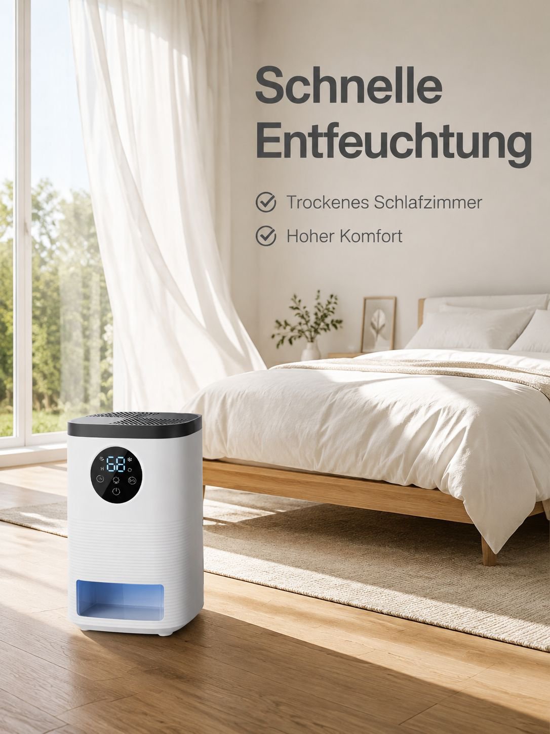 Kompakter Luftentfeuchter für Zuhause – ideal für Schlafzimmer & Keller