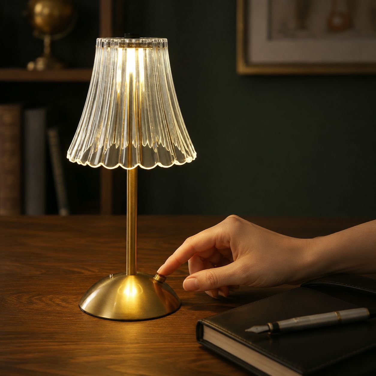 Touch-Controlled Tri-color Crystal Retro LED Desk Lamp