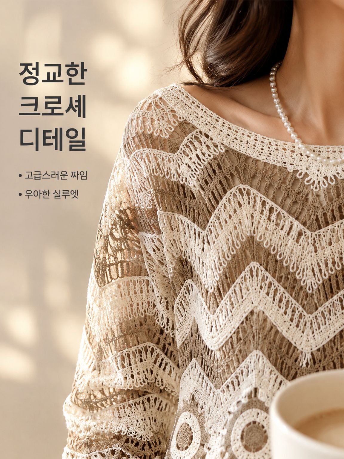 가을 여성 프렌치 코바늘 레이스 루즈핏 술 장식 니트, 트렌디 캐주얼 상의