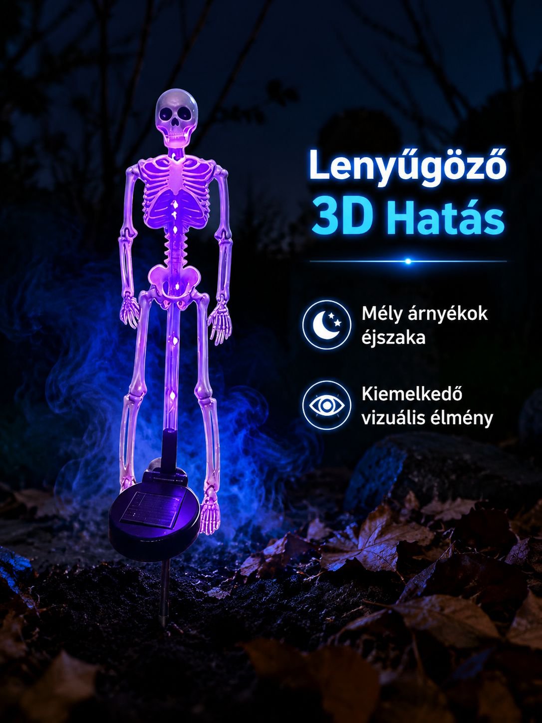 Leszúrható koponya lámpa esti fényben