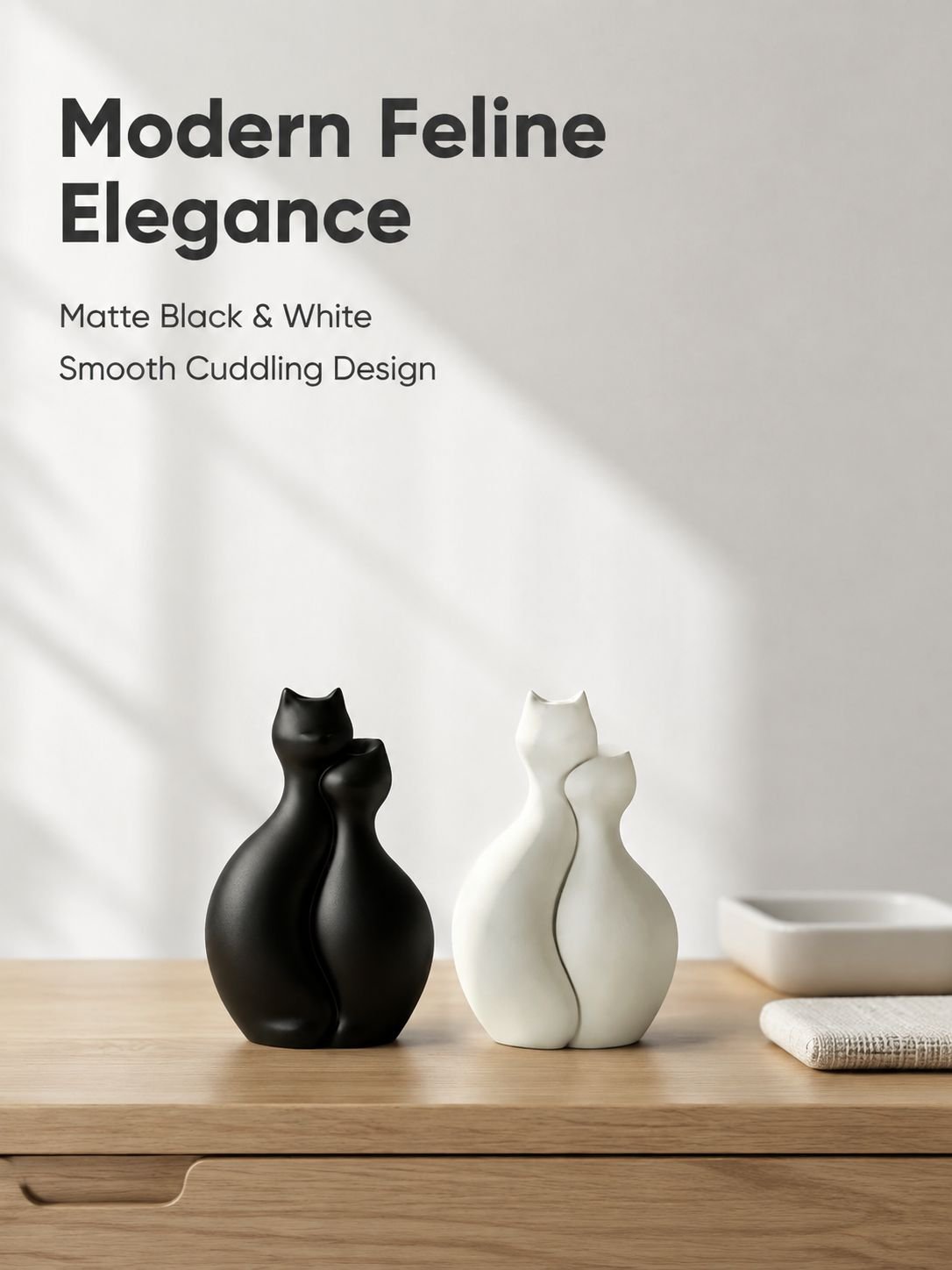 Cat Shaped Desktop Vase Ornament, Two Colors Available