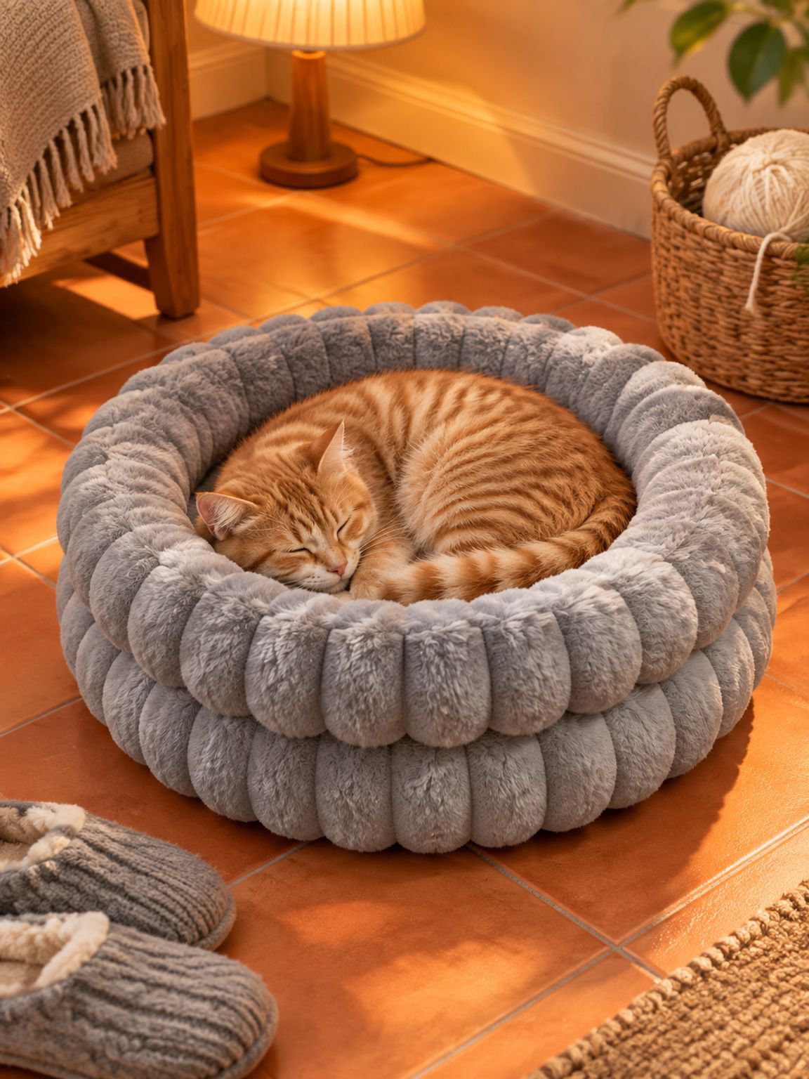 Cama Redonda de Doble Capa para Gato y Perro