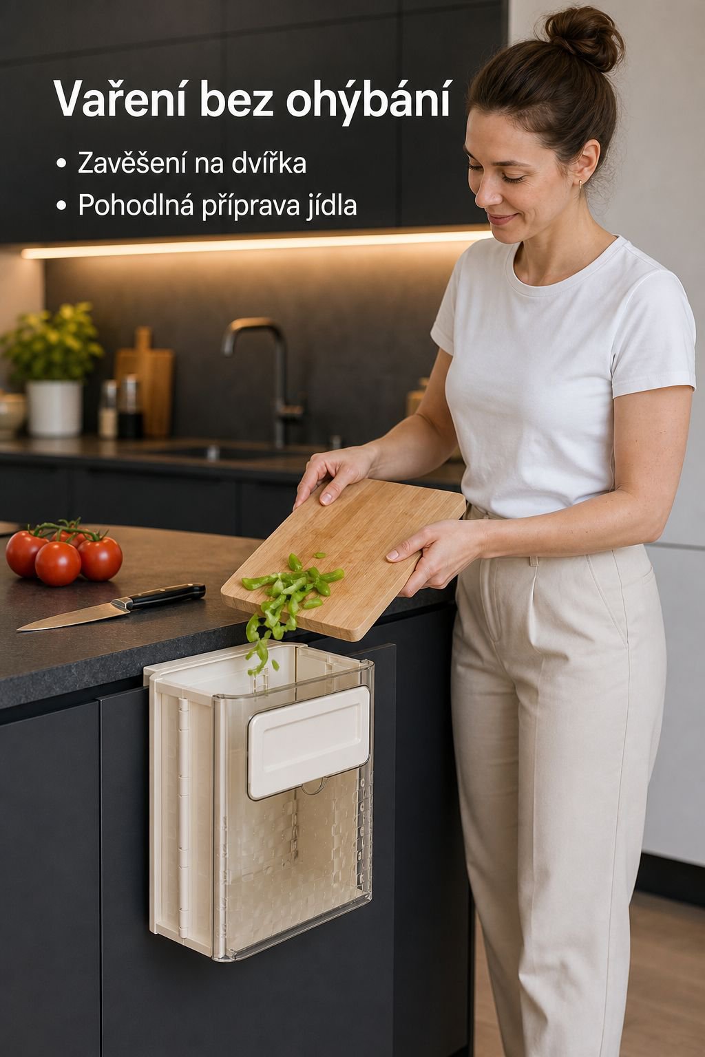 Stylový skládací odpadkový koš do domácí kuchyně
