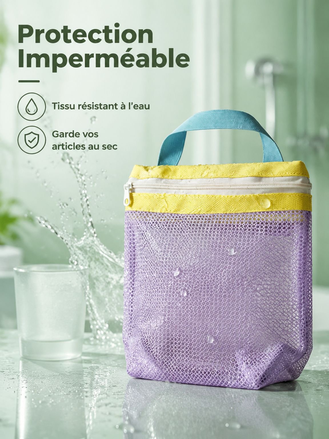 Trousse de toilette portable imperméable à mailles