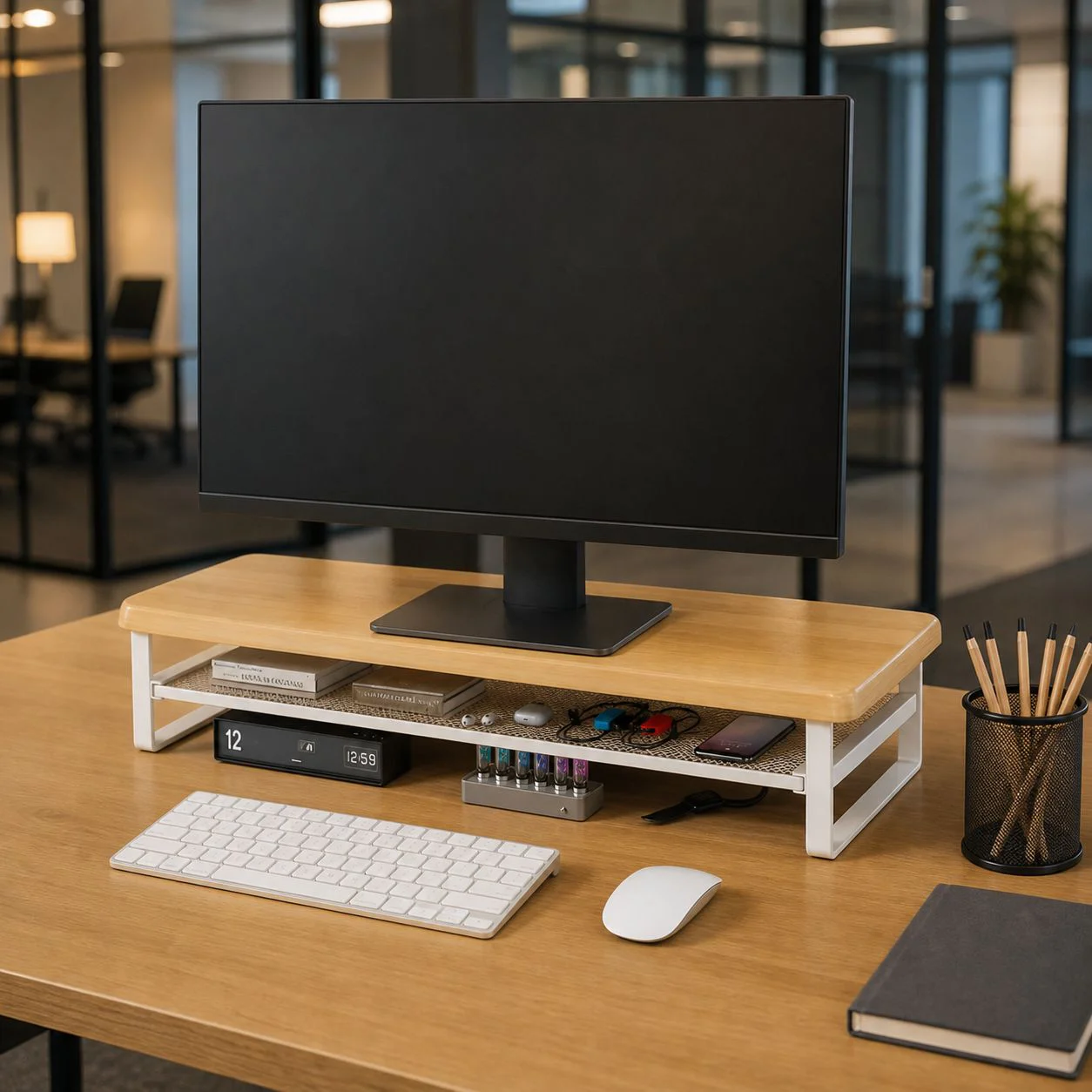 Adjustable Monitor Riser with Drawer