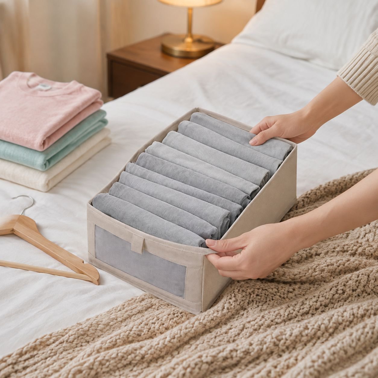 Durable cotton closet organizer for bras and panties