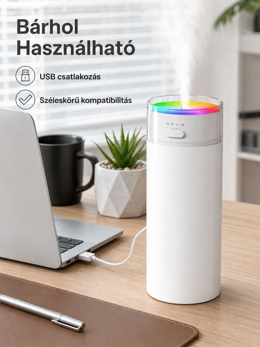 USB nagy kapacitású színes poharas párásító