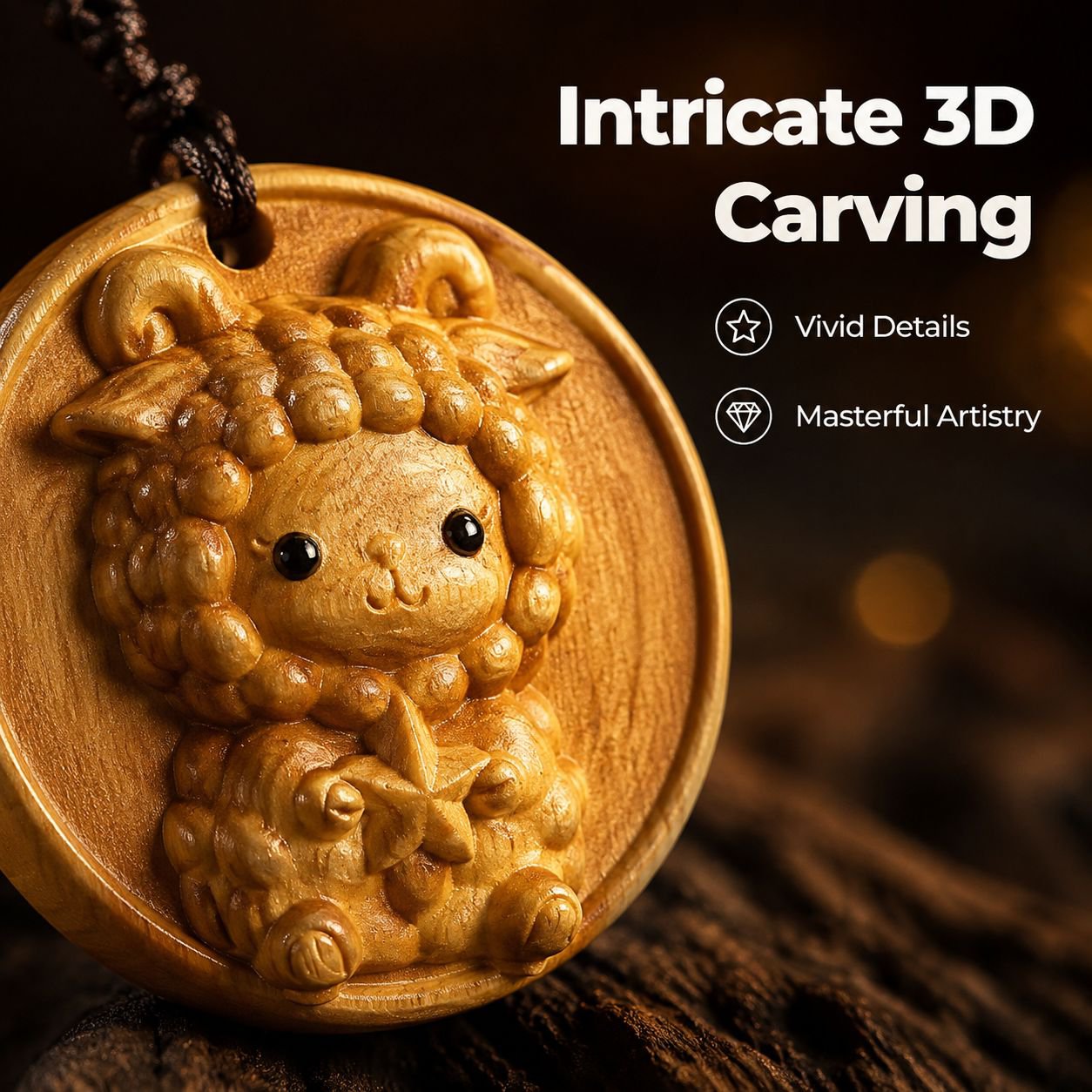 12 Zodiac Signs Cedar Wood Car Carving Decoration