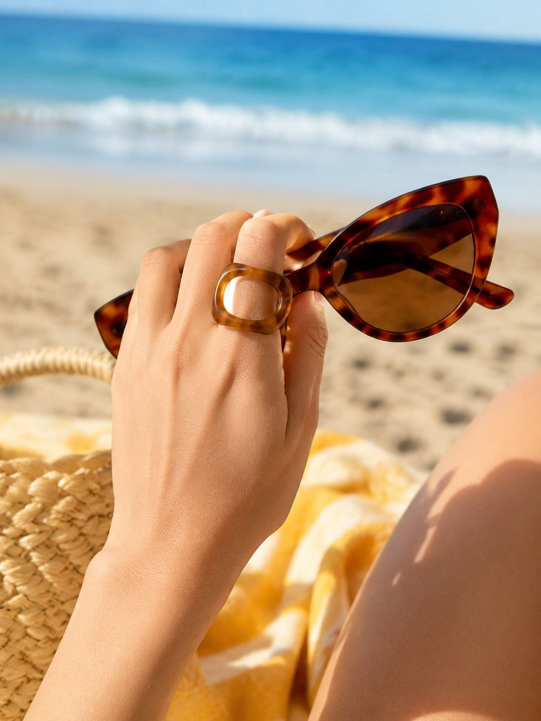Simple fashionable resin ring with geometric design