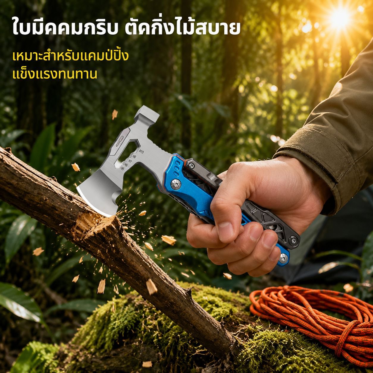 ขวานยุทธวิธีสารพัดประโยชน์ ค้อนนิรภัยในรถยนต์ เครื่องมือผจญภัยกลางแจ้ง