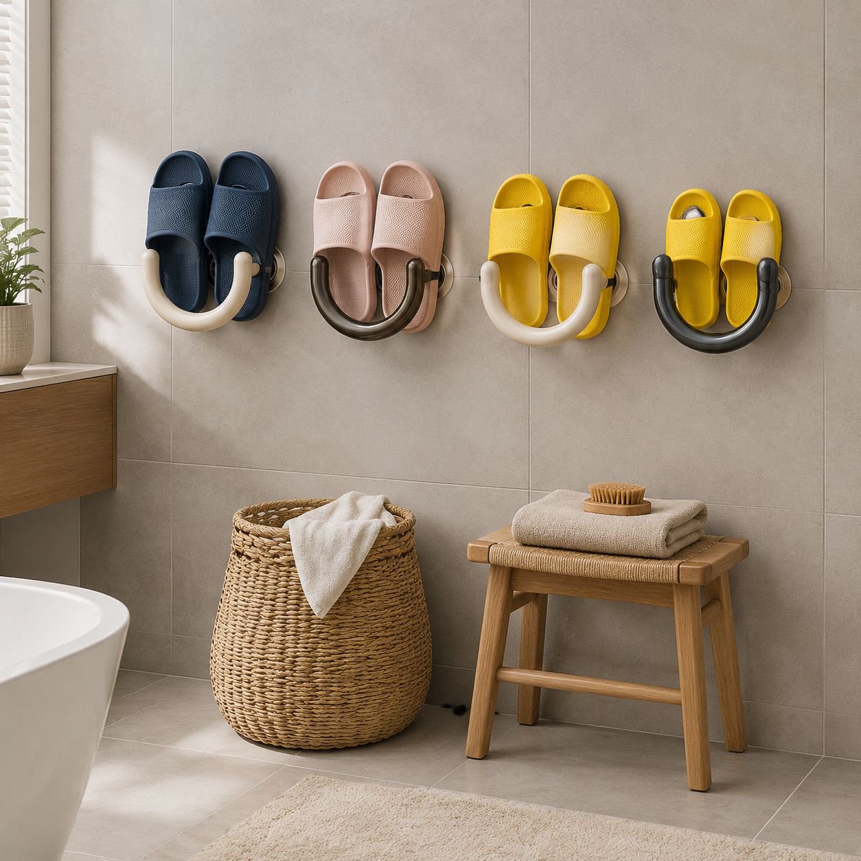 Easy-to-install bathroom shoe organizer rack