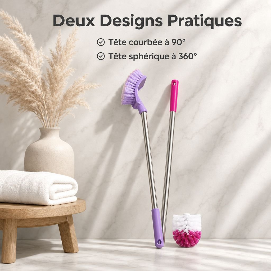 Brosse WC longue en acier inoxydable