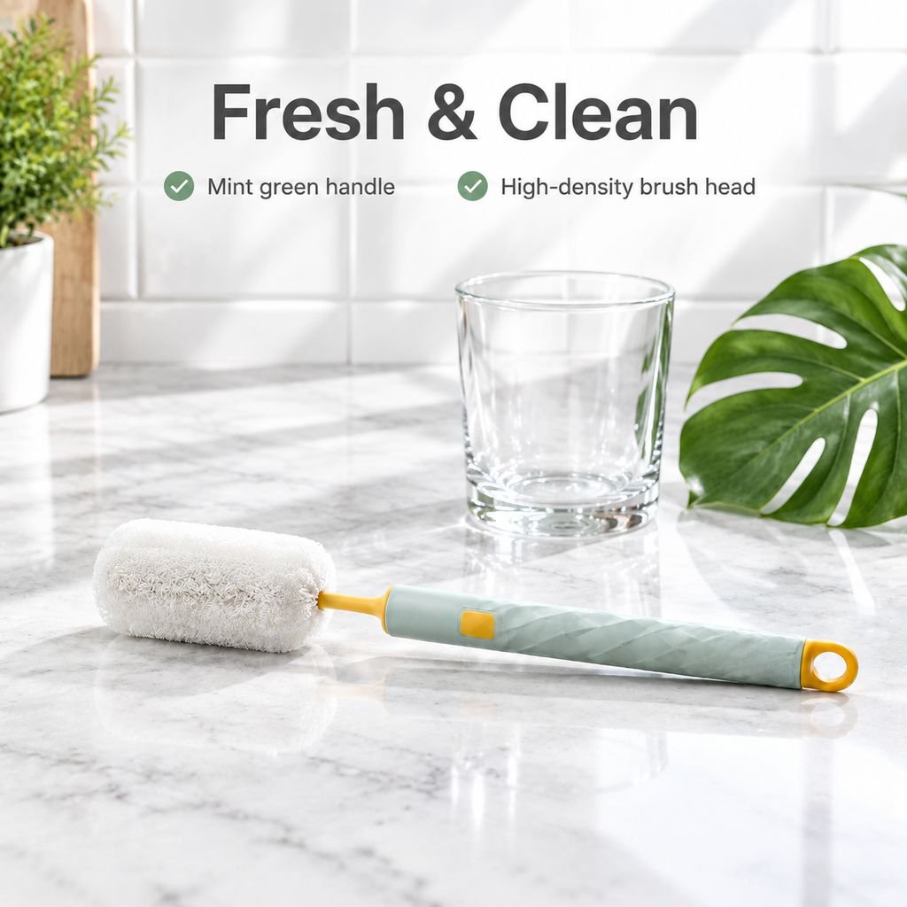 Long Handle Scouring Pad Bottle Brush Replaceable Cup Cleaning Brush for Tumblers