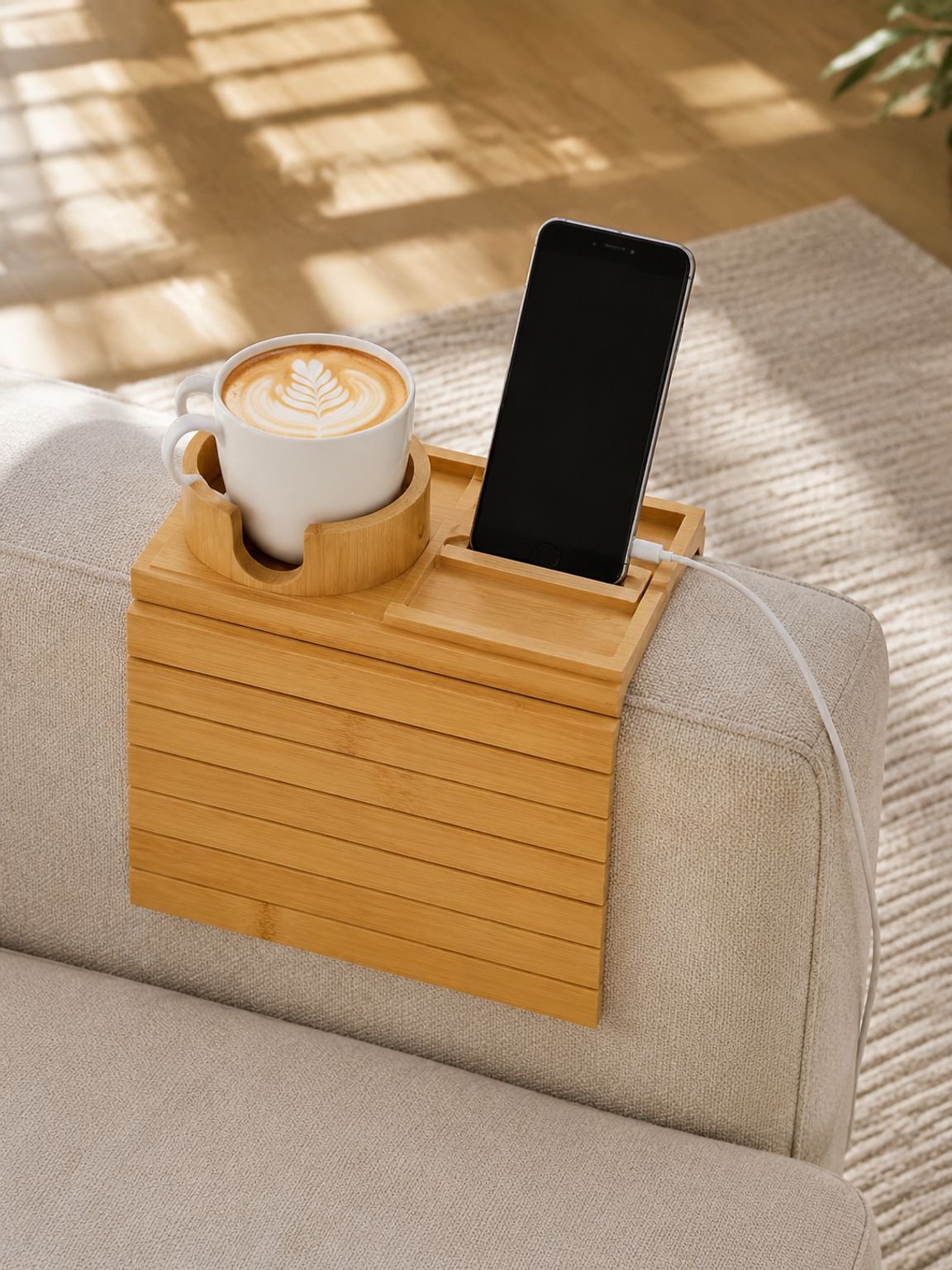 Plateau d’accoudoir pliable pour canapé et pouf