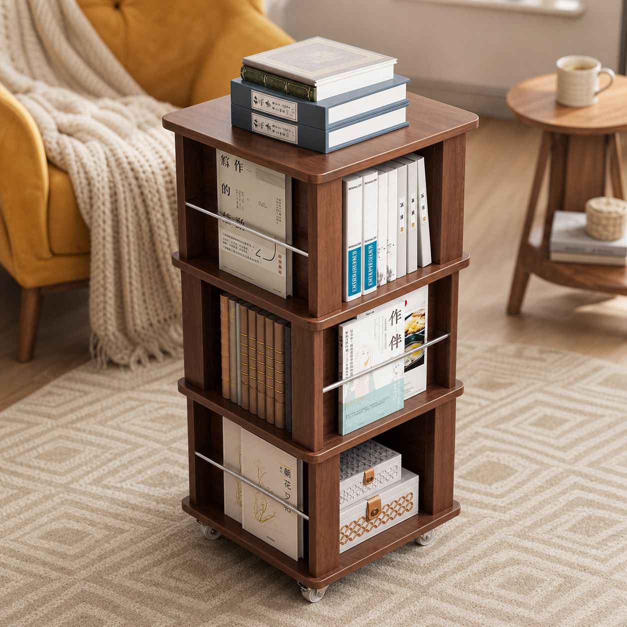 Rotating Kids Bookshelf Magazine Rack for Living Room