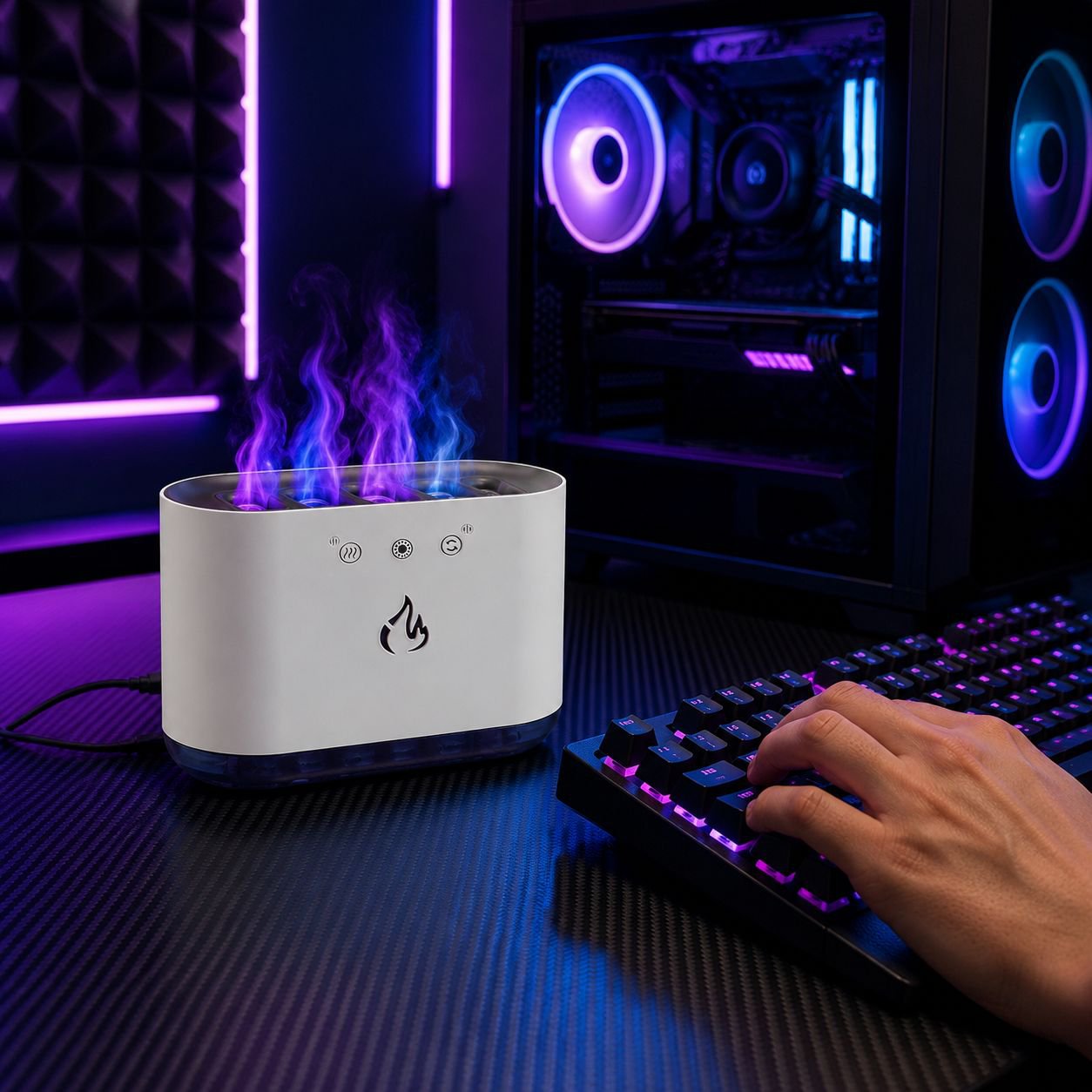 Humidificador de escritorio con difusor de aromas y sensor de movimiento
