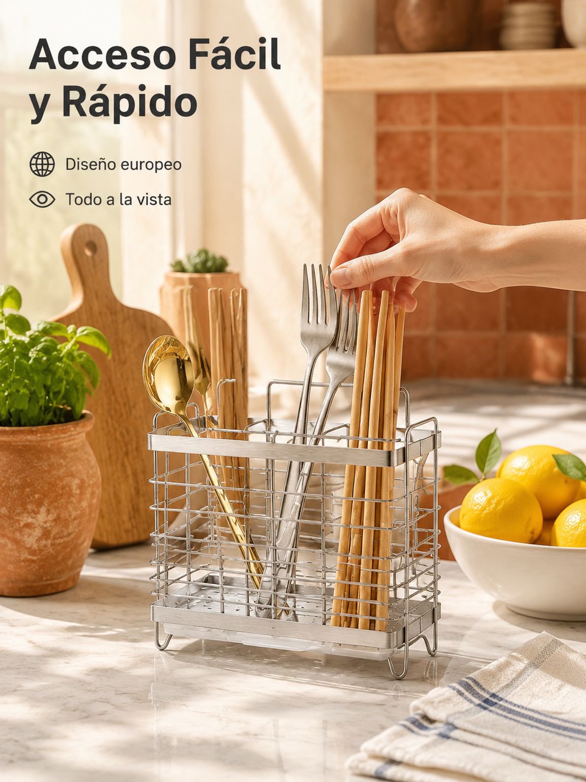 Porta palillos multifuncional para encimera