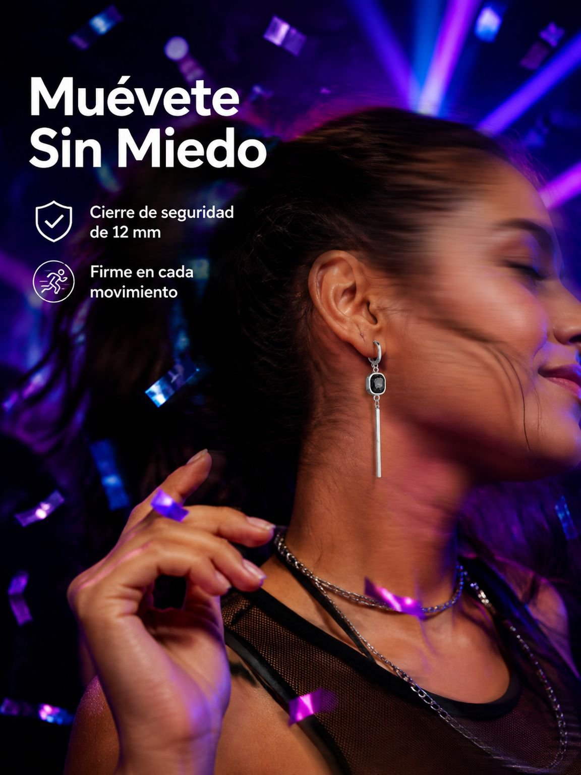 Collar de diamantes negros cuadrado con diseño geométrico, estilo oscuro y minimalista para mujer