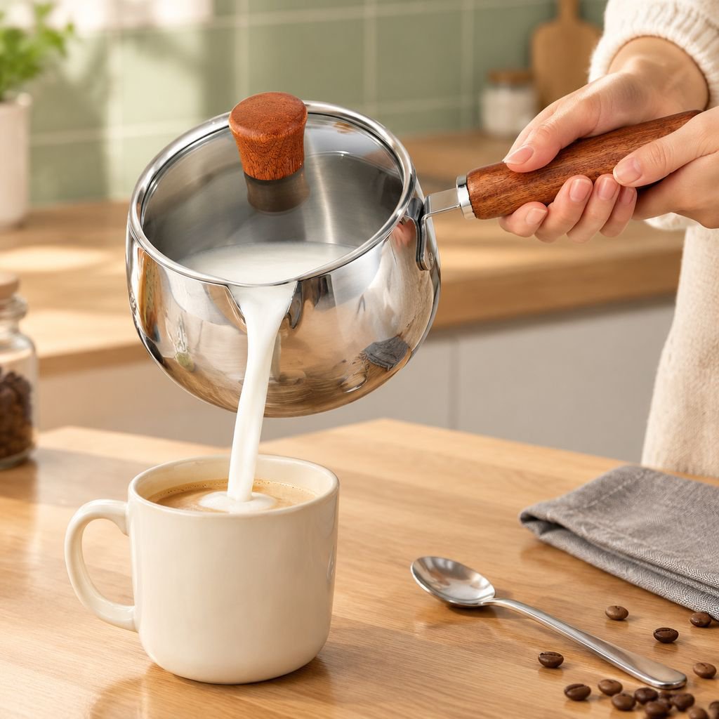 Baby food pot three-layer steel milk pot baby small milk pot not easy to stick pot cooking noodles s