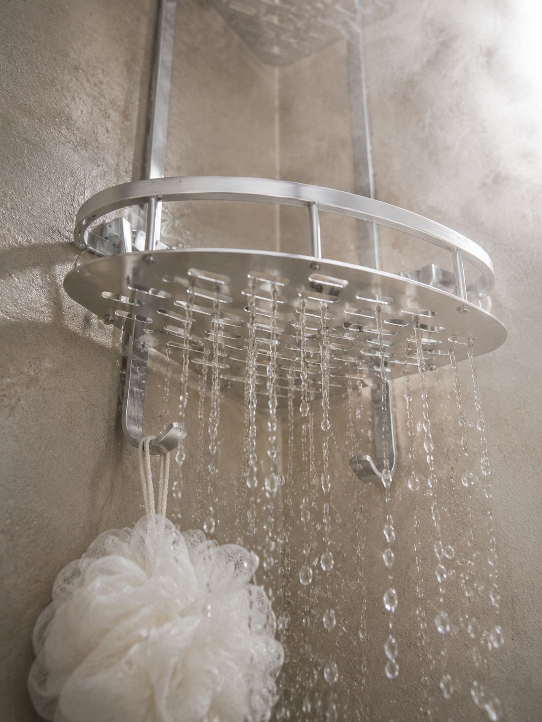 Étagère d’angle de salle de bain à trois niveaux en aluminium sans perçage
