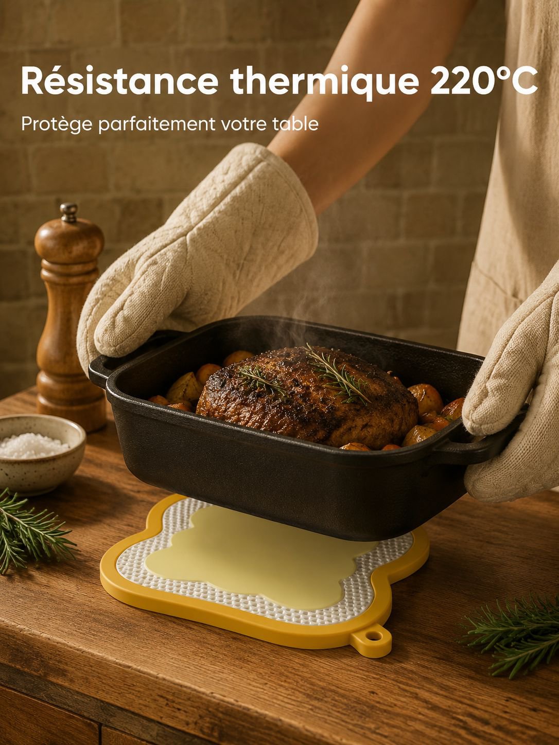 Dessous de plat en silicone antidérapant pour cuisine