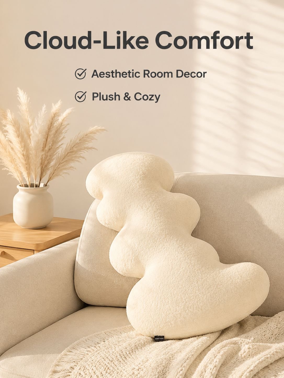 Large Cloud-Shaped Throw Pillow