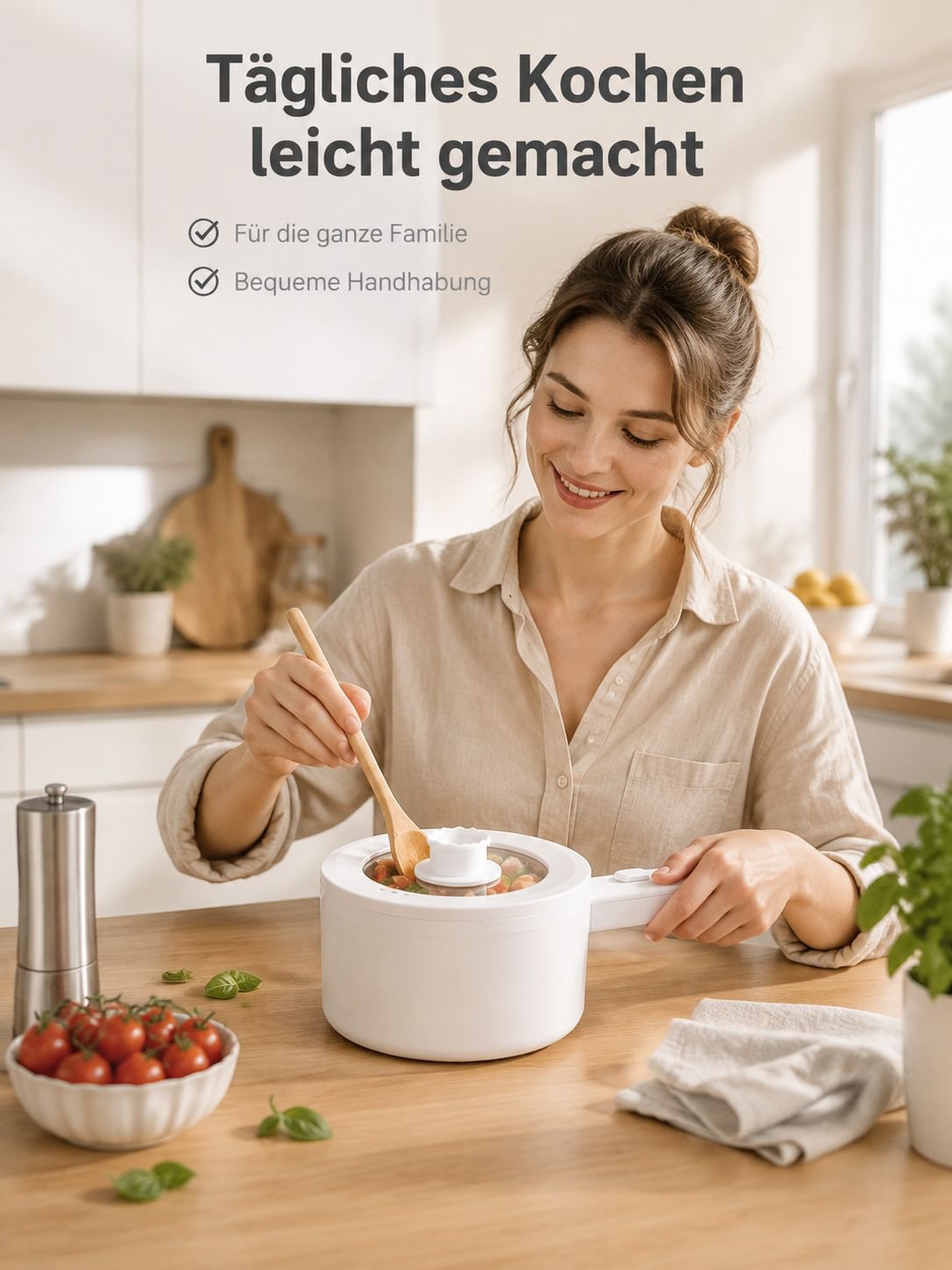 Multifunktionaler elektrischer Reiskocher mit Keramikbeschichtung, antihaft, zum Dämpfen und Kochen