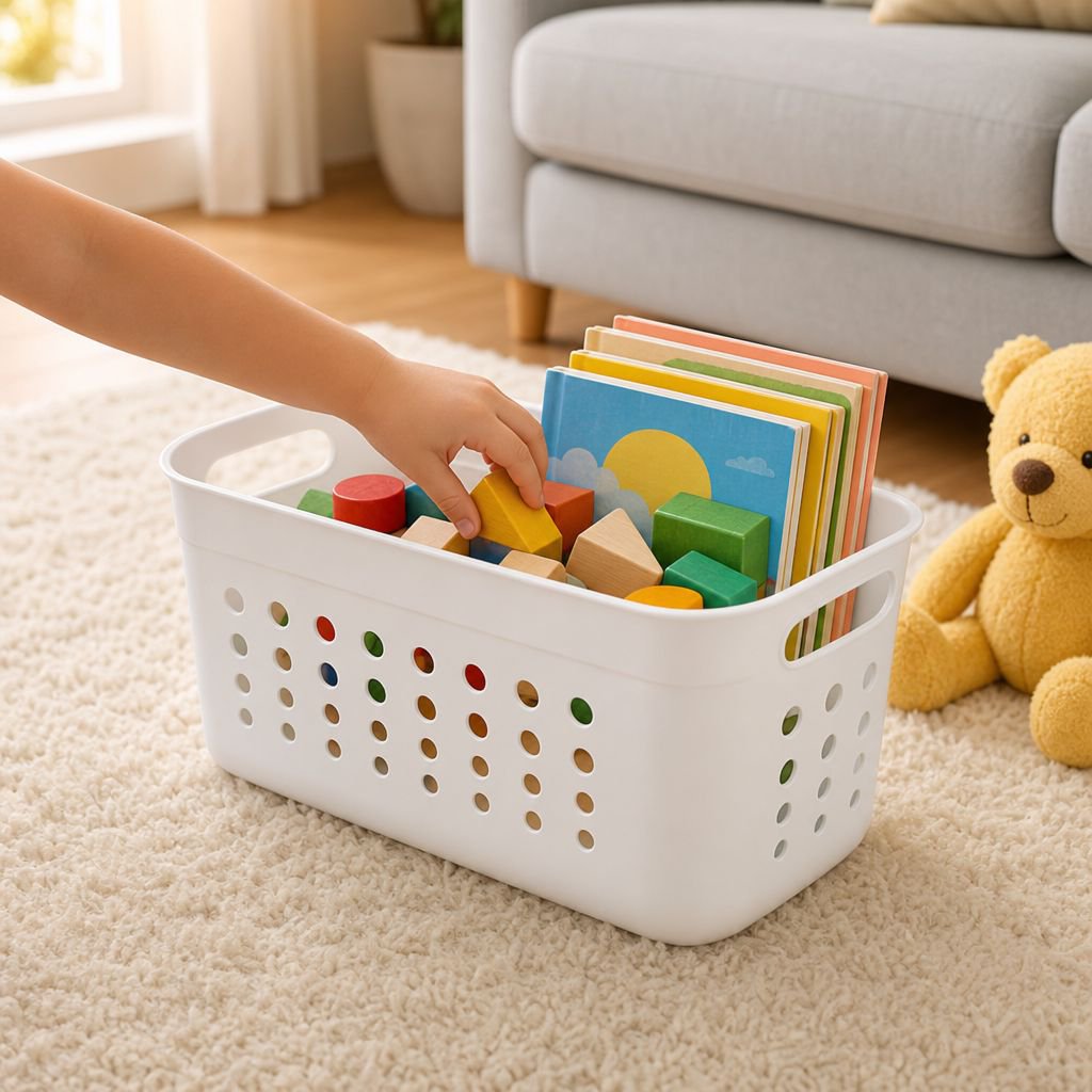 Plastic Basket for Toy & Book Organization