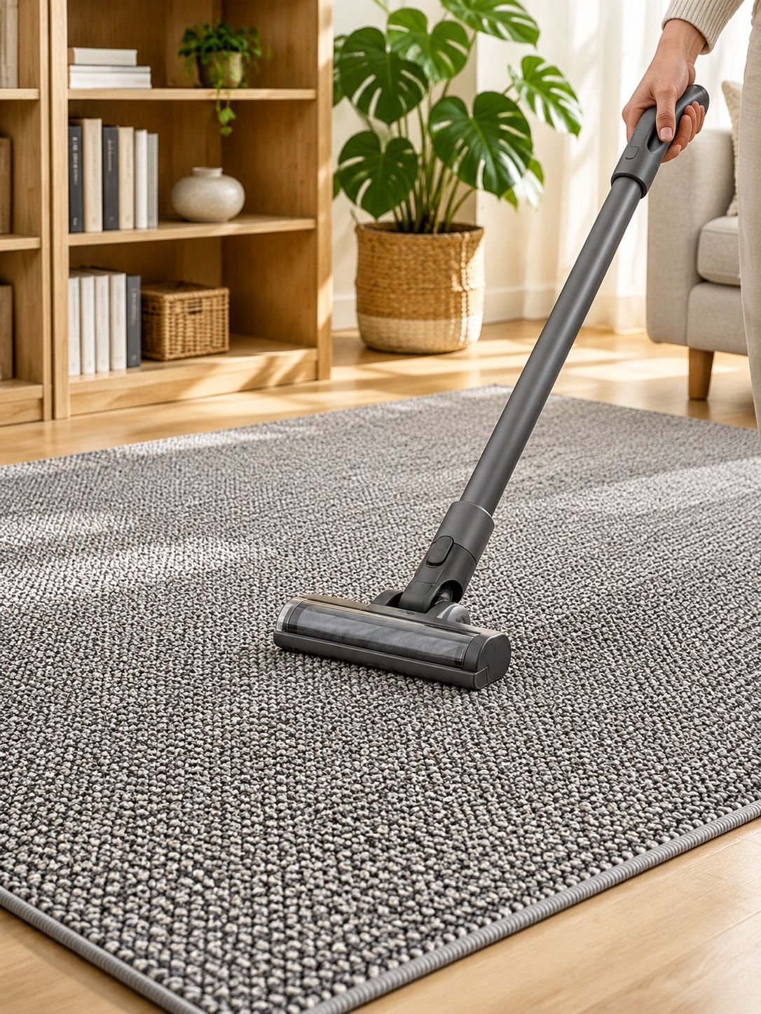 お手入れが簡単なカーペットの掃除シーン