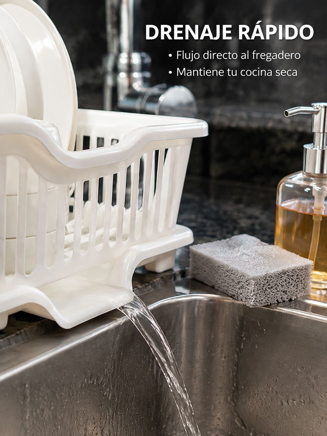 Escurridor de platos multifuncional para cocina