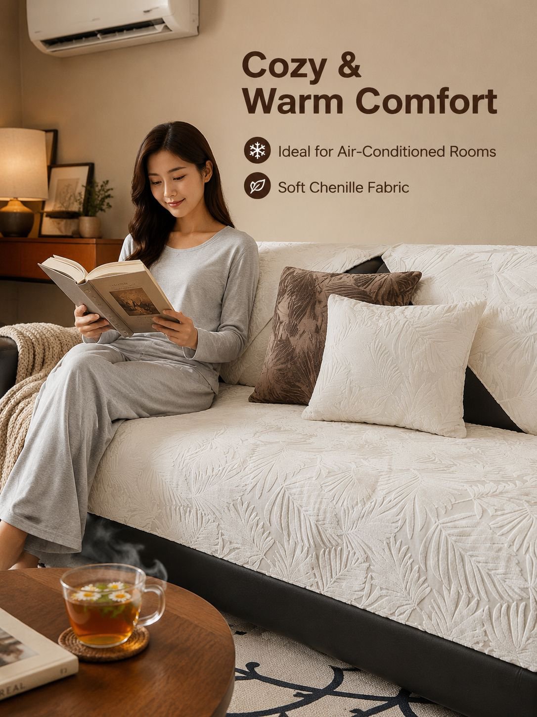 Autumn Winter Cream Jacquard Thickened Soft Nonslip Seat Cushion