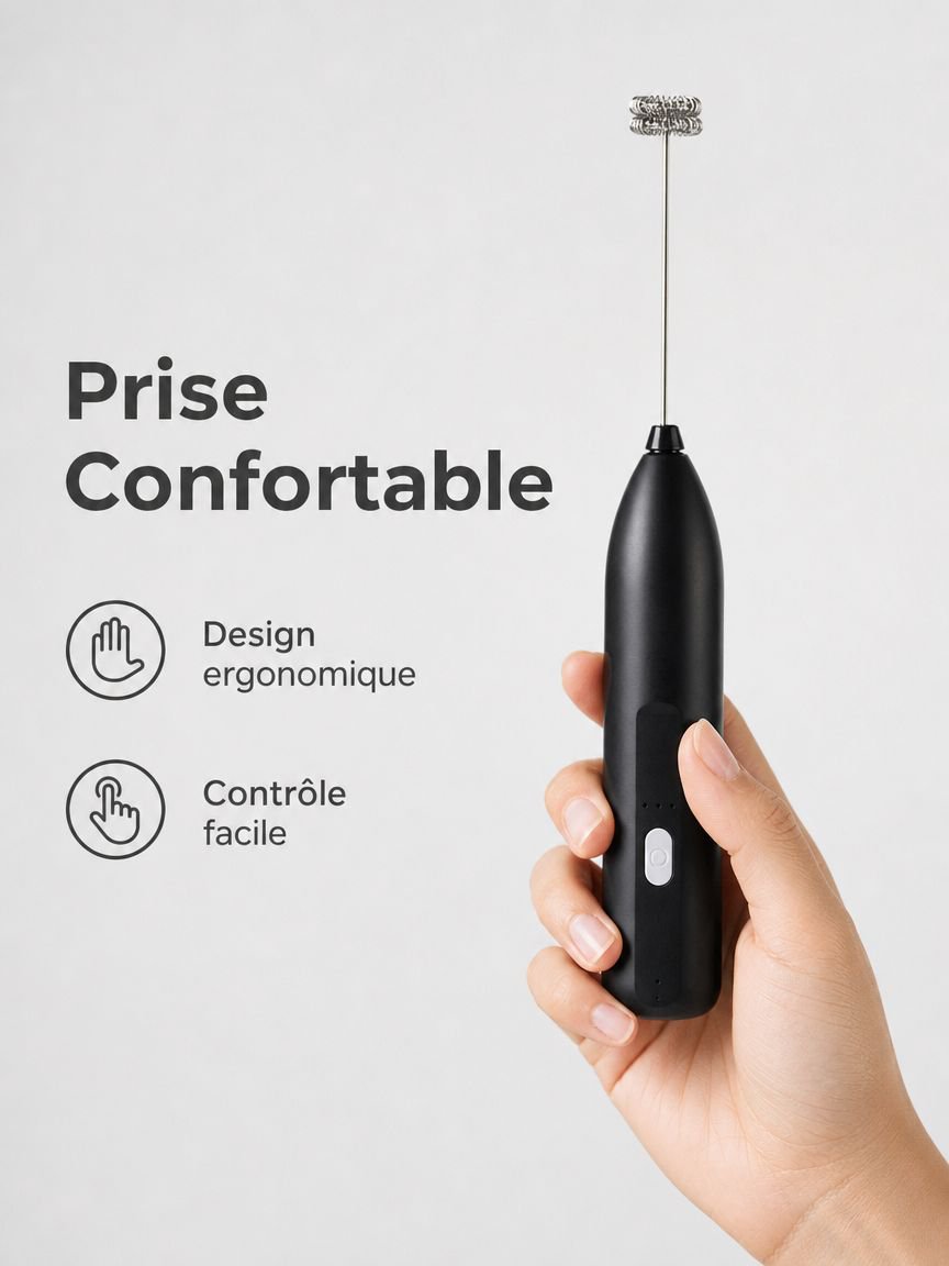 Batteur électrique rechargeable sans fil mousseur à lait multifonction pour usage domestique