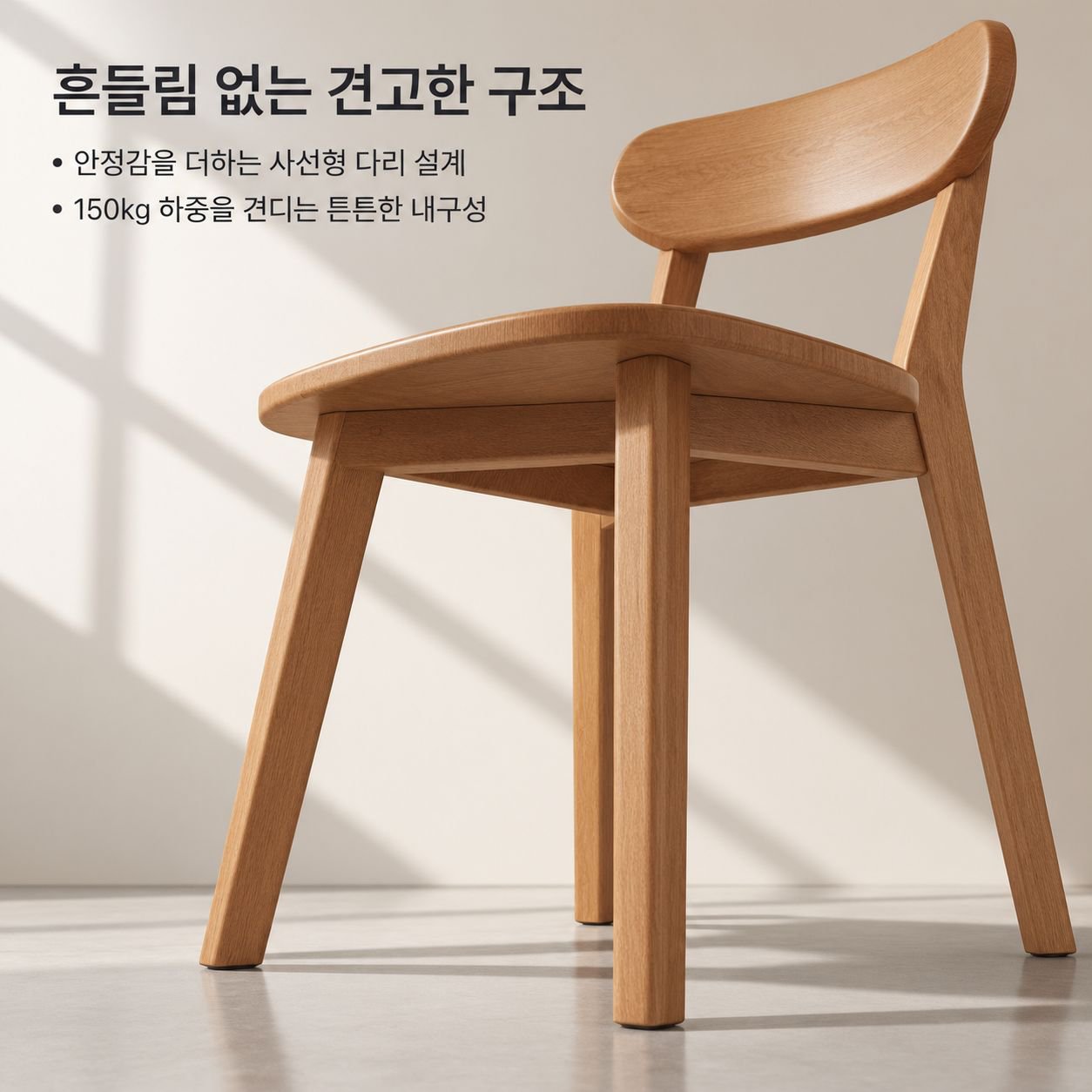 등받이가 있는 북유럽 스타일 원목 다이닝 체어