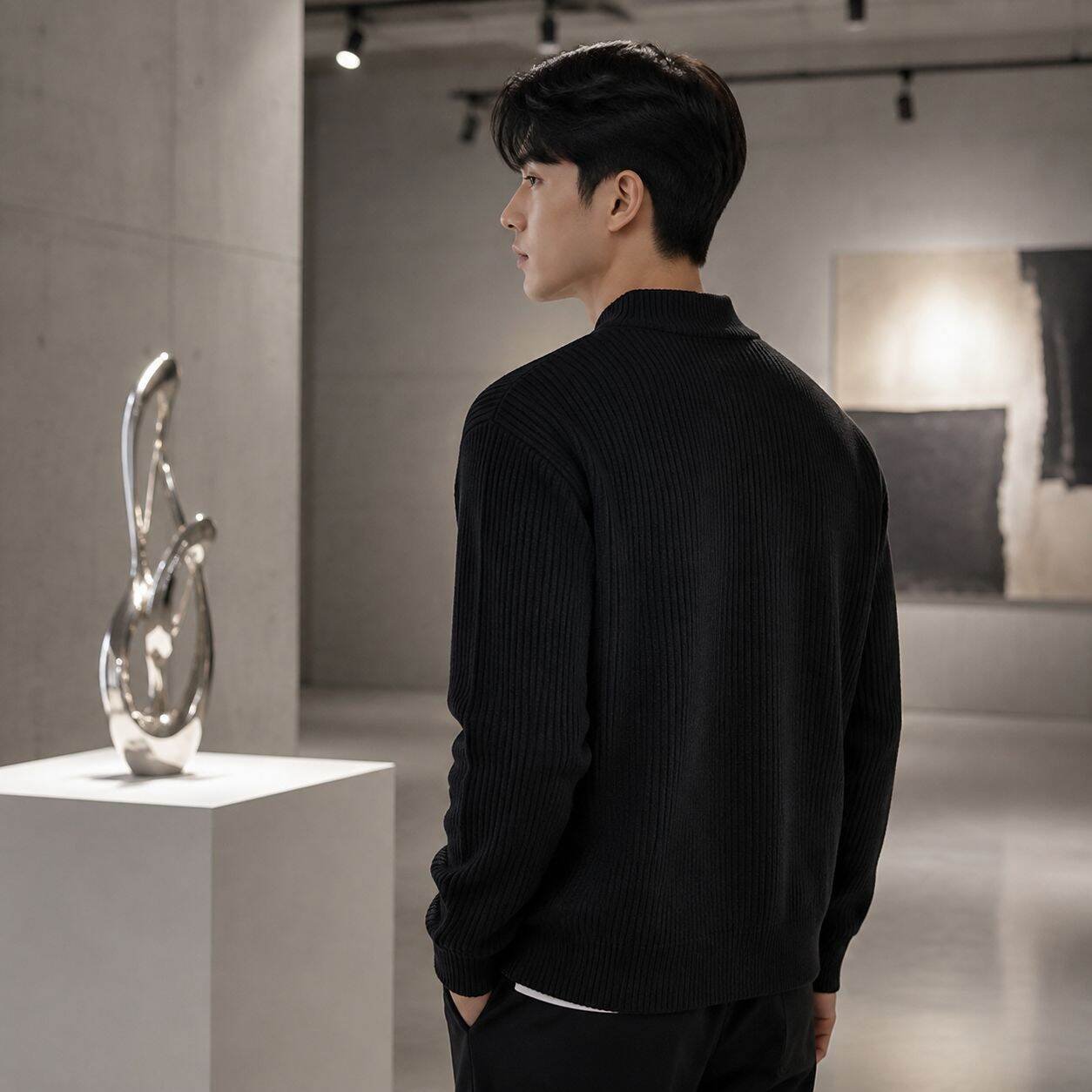 남성용 단색 니트 가디건