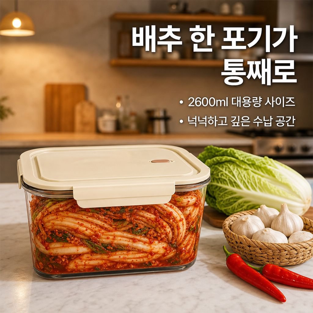 피클·절임 채소용 대용량 밀폐 보관 용기 (뚜껑 포함)