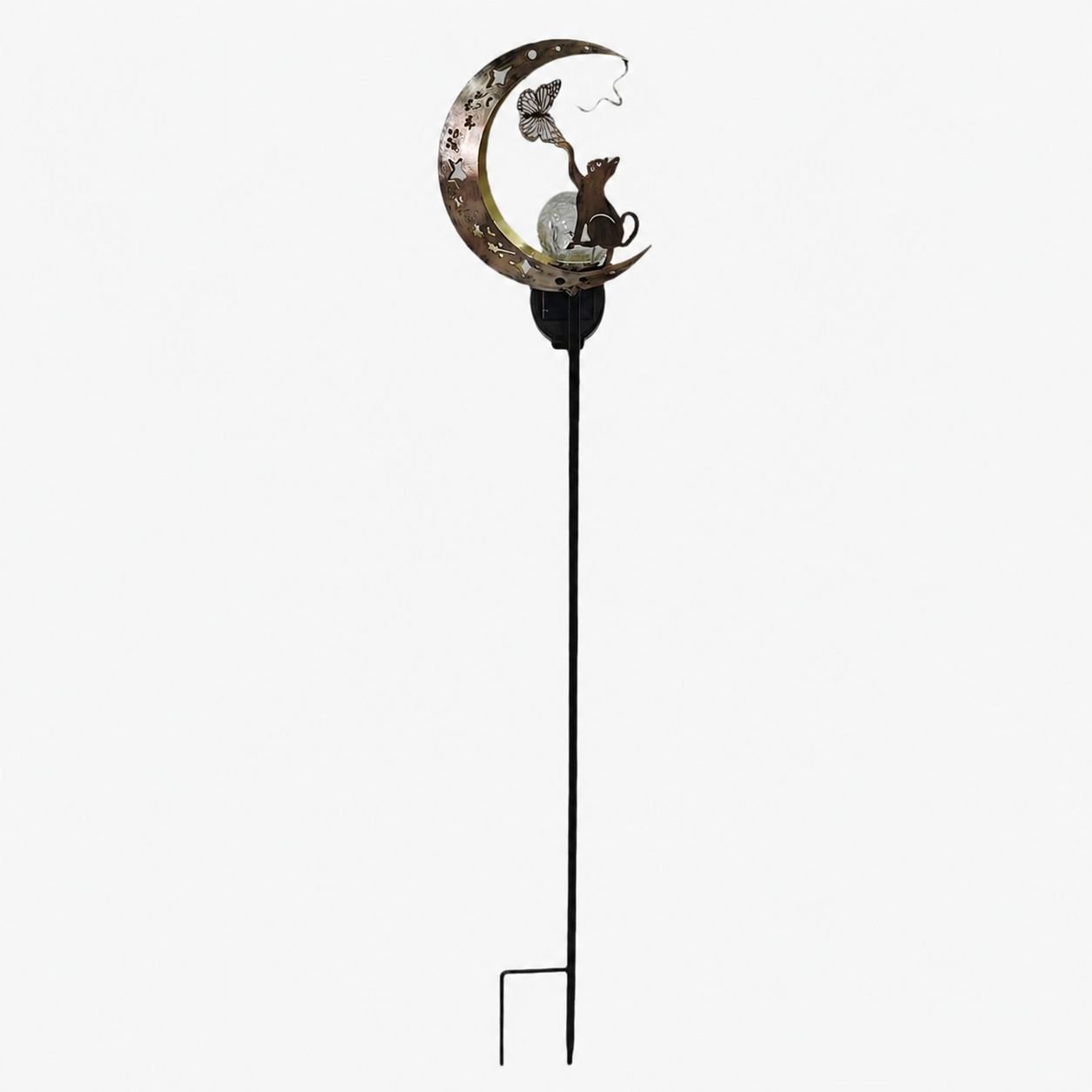 Solarlampe aus Eisen in Katzen-Mond-Design