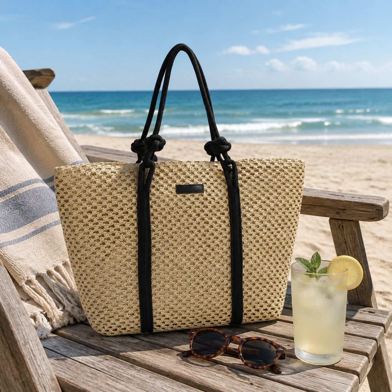 Strand- und Urlaubstil modische geflochtene Tragetasche