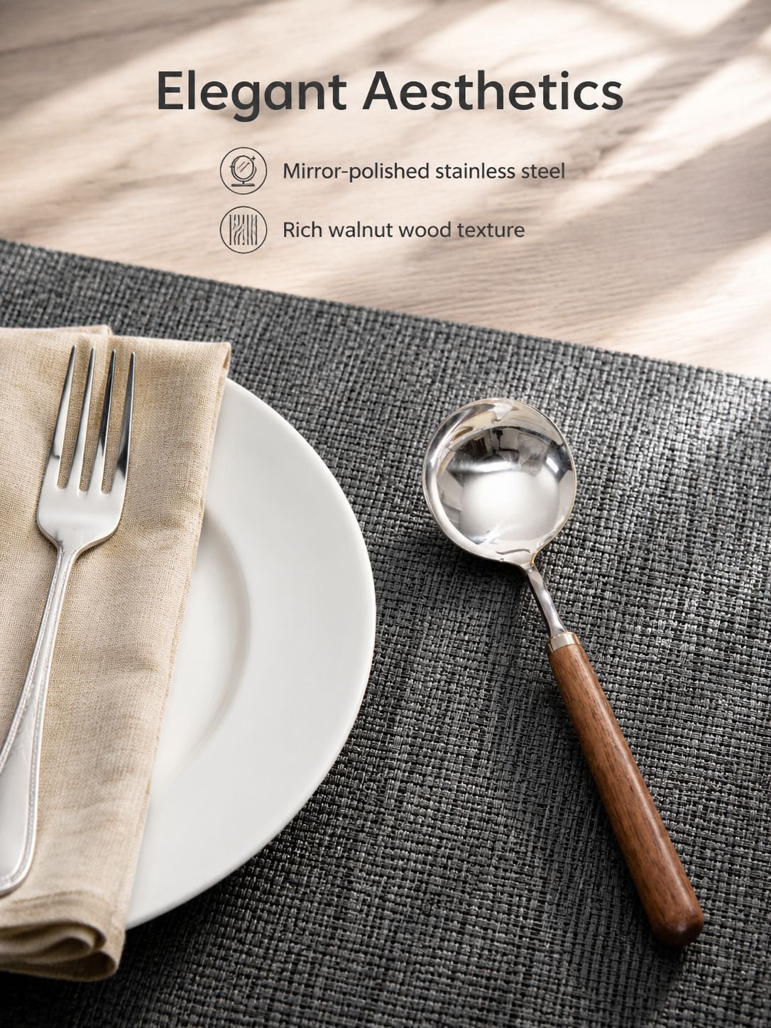 Stainless Steel Walnut Wood Spoon