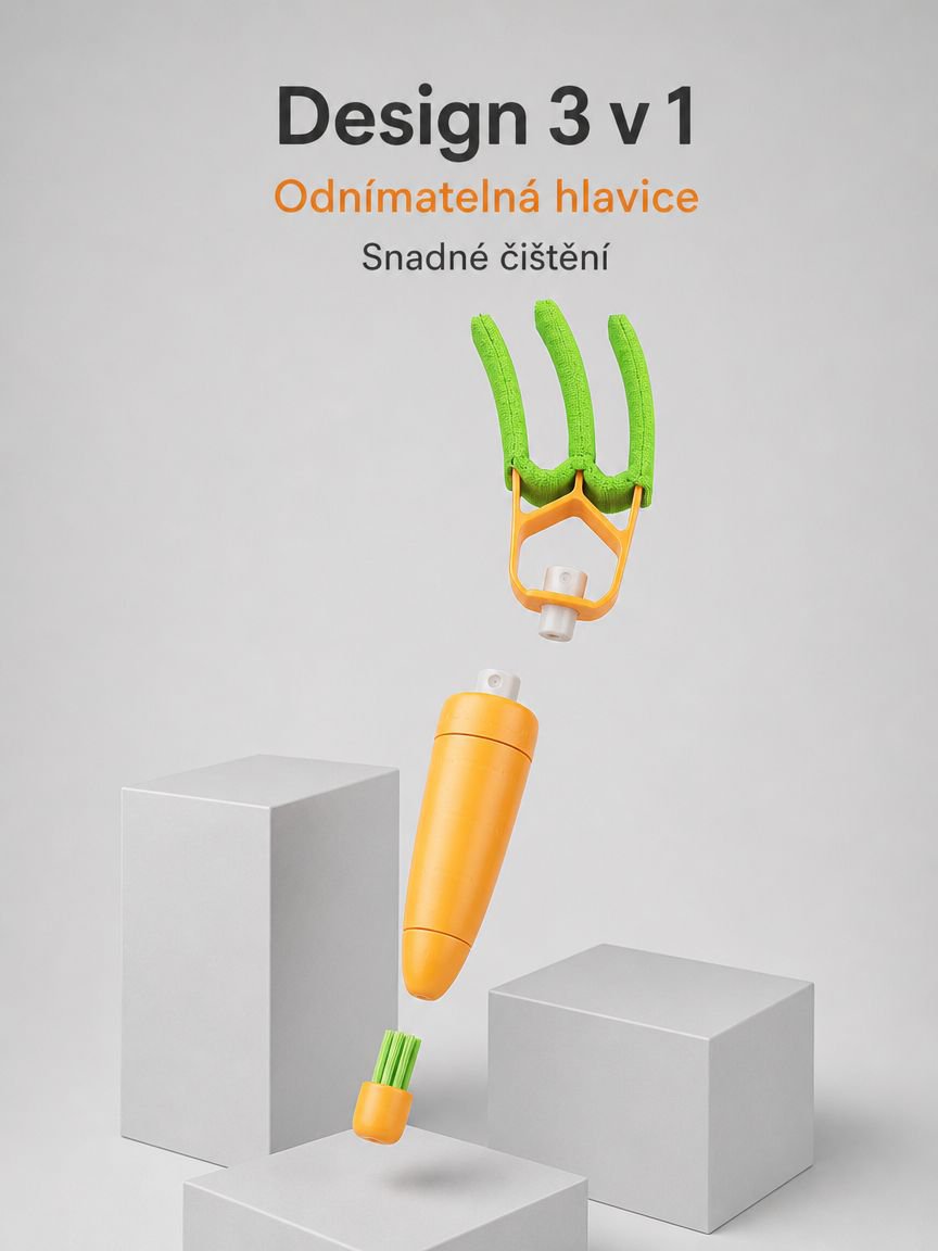 3v1 čistič klimatizace, odnímatelný kartáč na prach