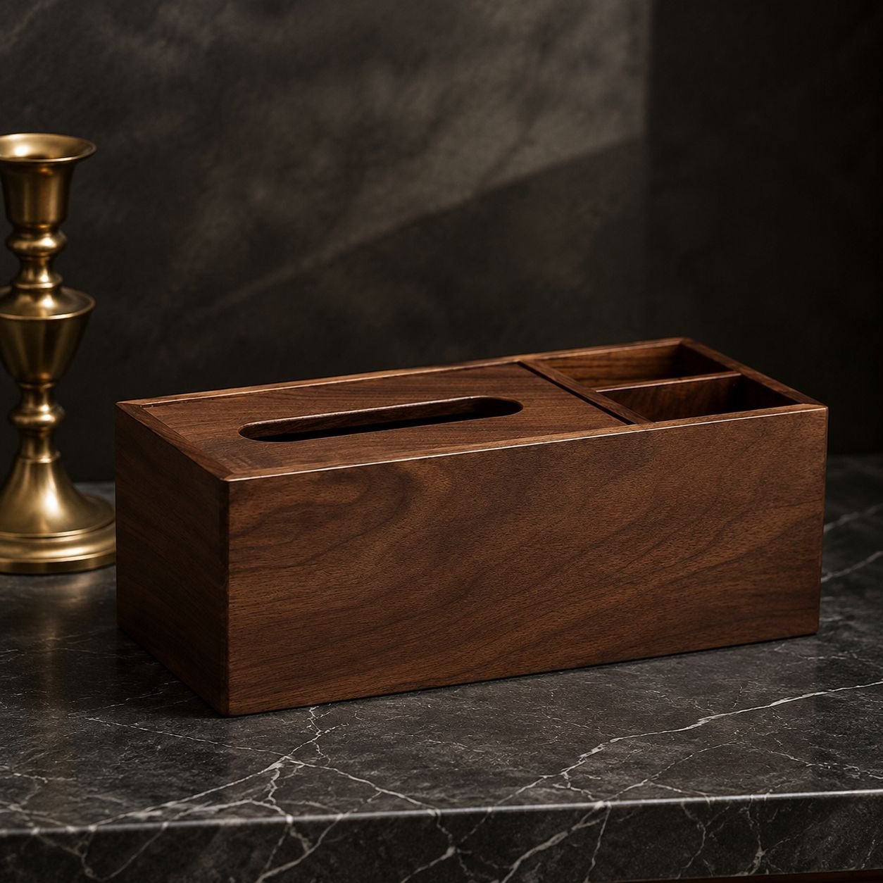 Luxury tissue box with storage for remote controls