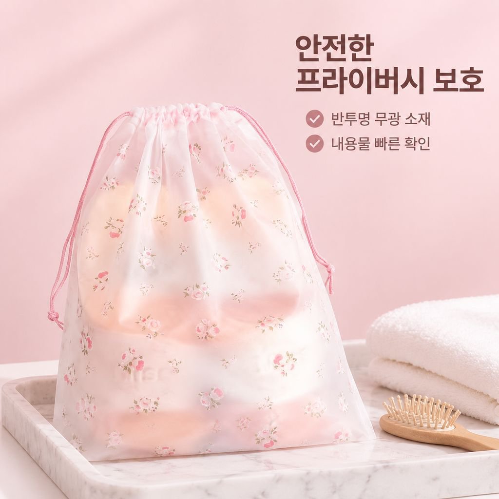 여행복과 신발을 보관할 수 있는 조임끈형 가방
