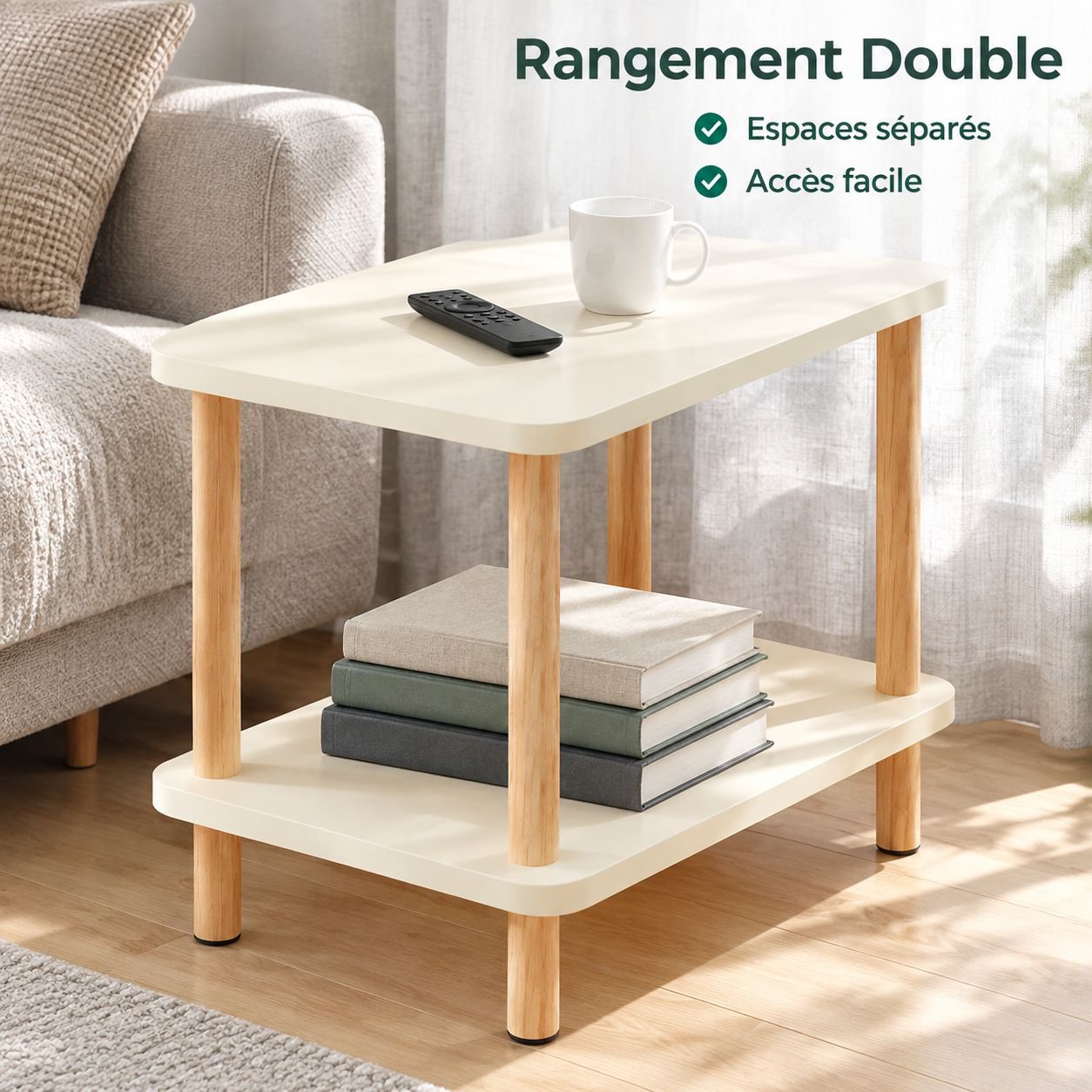 Petite Table d'Appoint Bout de Canapé Table Basse et Chevet pour Salon Chambre