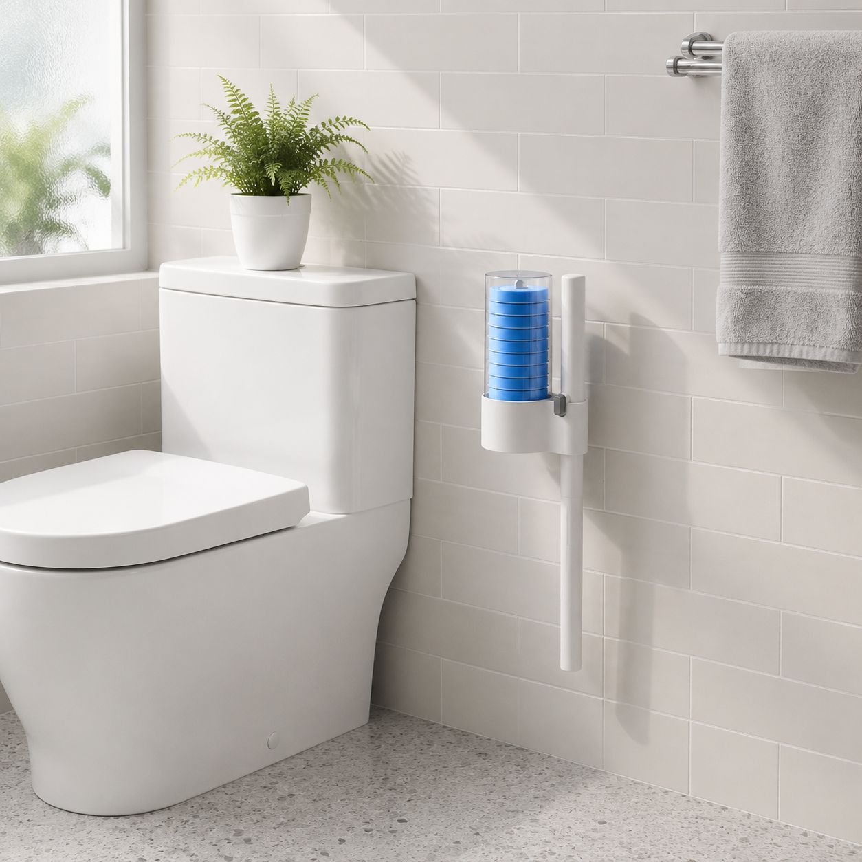 Portable disposable toilet brush