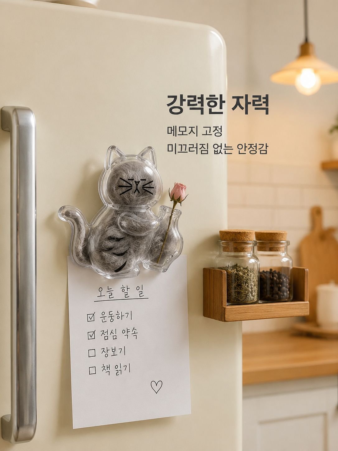 고양이 모양의 냉장고용 자석